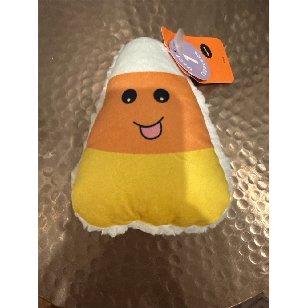 Halloween Candy Corn Squeaky Plush Dog Toy Boots & Barkley Chew Level 1 NEW